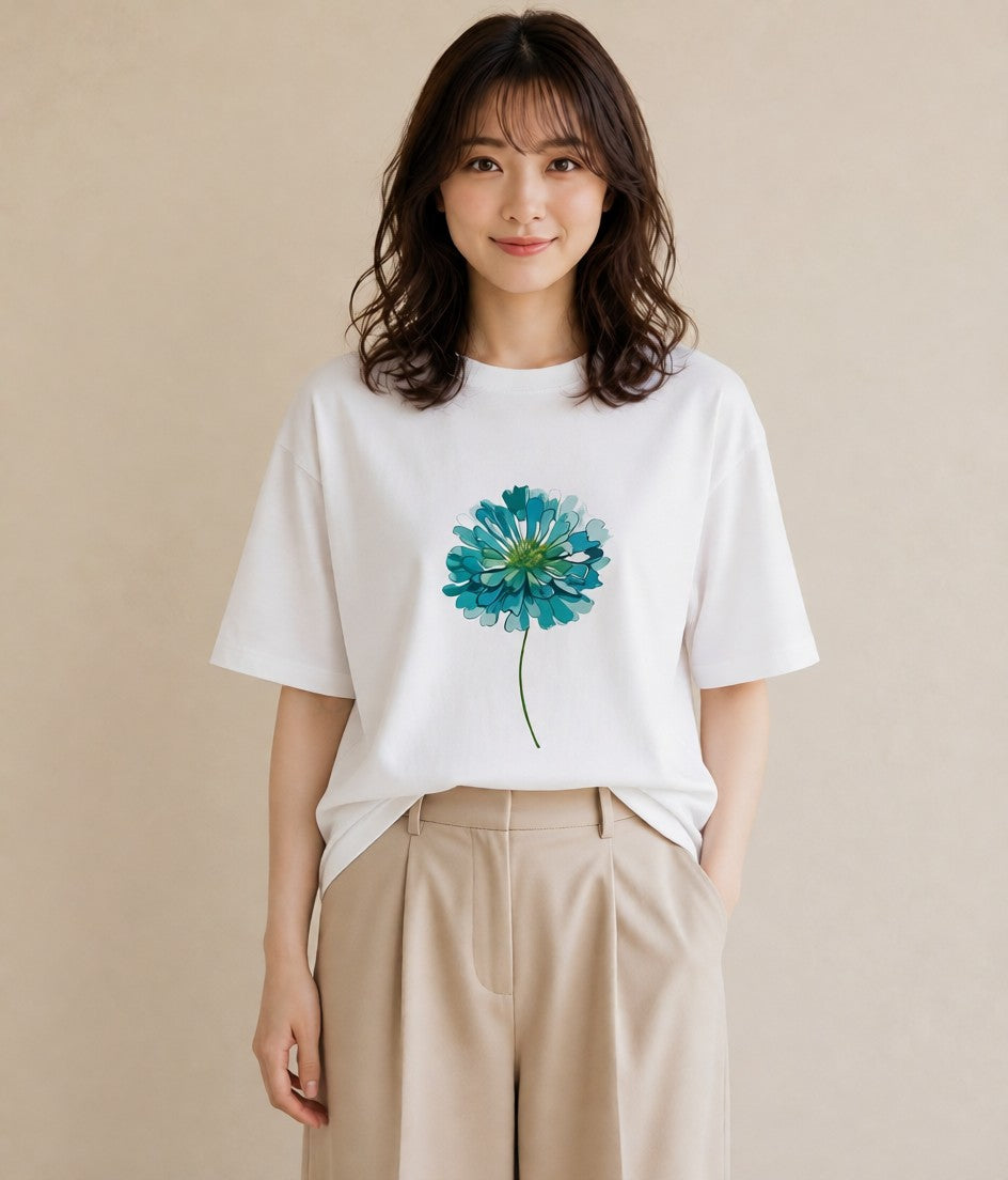 グラフィックTシャツ レディース クローバー 四つ葉 花 花柄 イラスト 綿100 デート 白T