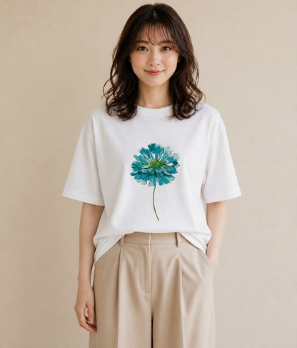 グラフィックTシャツ レディース クローバー 四つ葉 花 花柄 イラスト 綿100 デート 白T
