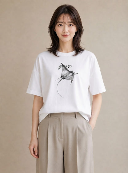 グラフィックTシャツ レディース ジンベエザメ 海の生き物 海 イラスト お揃い 親子 白T YMAZO