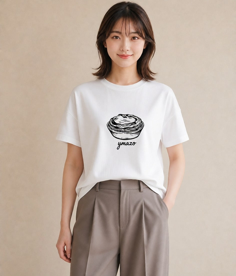 Tシャツ レディース パールピアス アクセサリー ナチュラル アンティーク イラスト ヴィンテージ風 春コーデ 姉妹 白T YMAZO