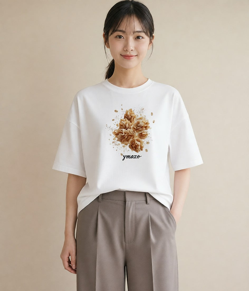 グラフィックTシャツ レディース ポップコーン 食べ物 フード イラスト ヴィンテージ風 姉妹 送別ギフト 白T YMAZO