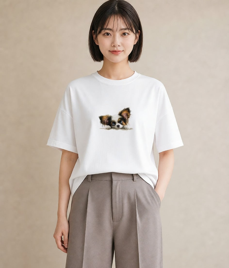 プリントTシャツ レディース わんこ 犬 いぬ イラスト ポップ 親子 20代 白T YMAZO