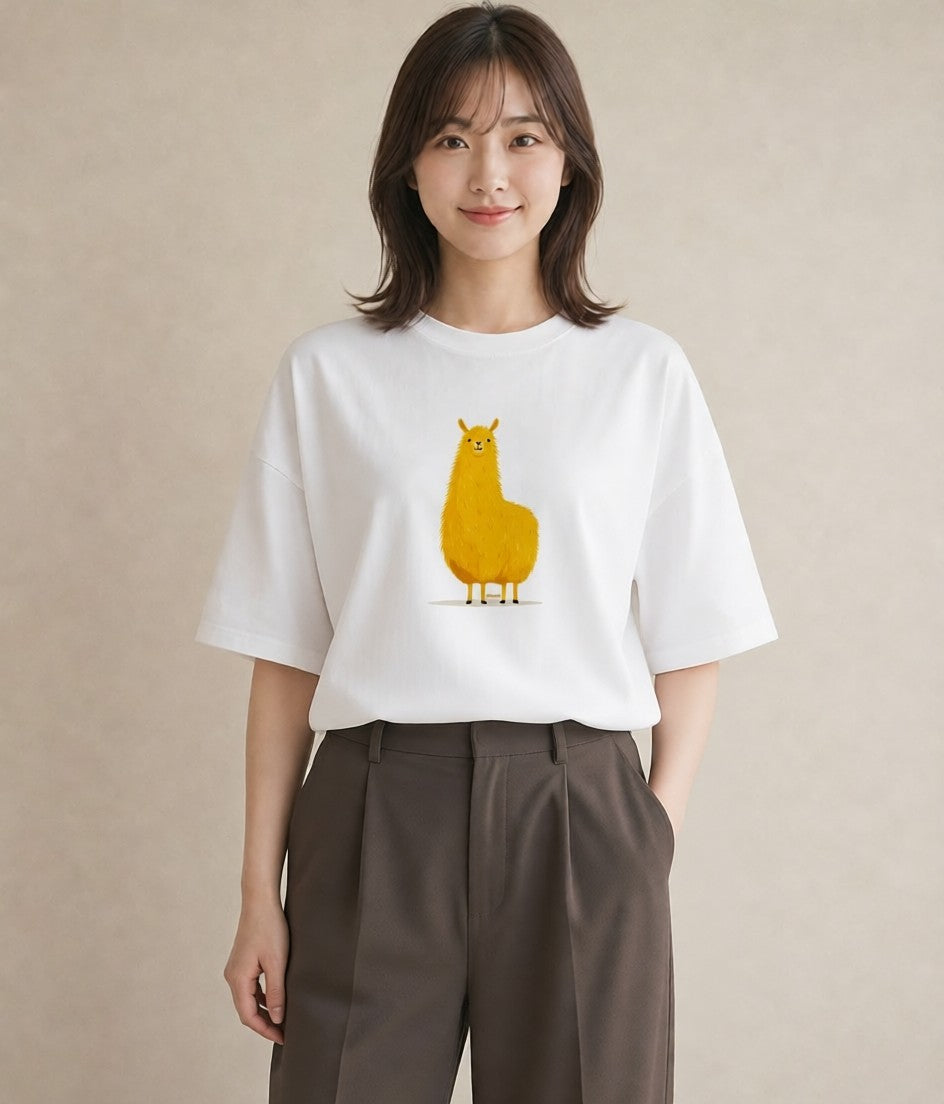 Tシャツ レディース アルパカ 動物 アニマル イラスト ゆるかわ ホワイトデー 春服 白T YMAZO