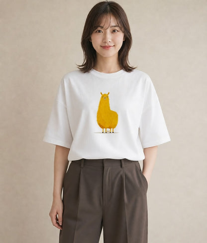 Tシャツ レディース アルパカ 動物 アニマル イラスト ゆるかわ ホワイトデー 春服 白T YMAZO