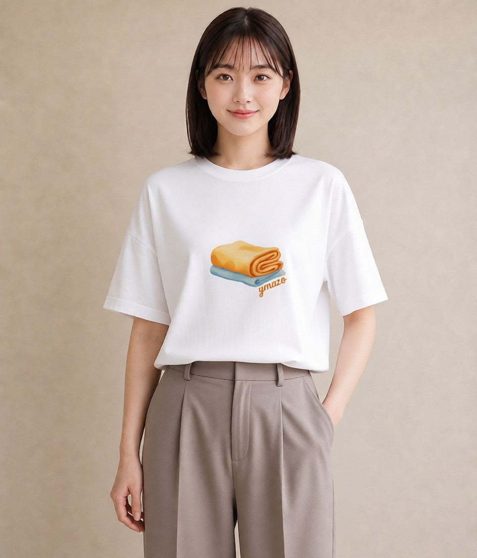 半袖Tシャツ レディース パン 食べ物 フード イラスト 韓国風 社会人 女性 白T YMAZO