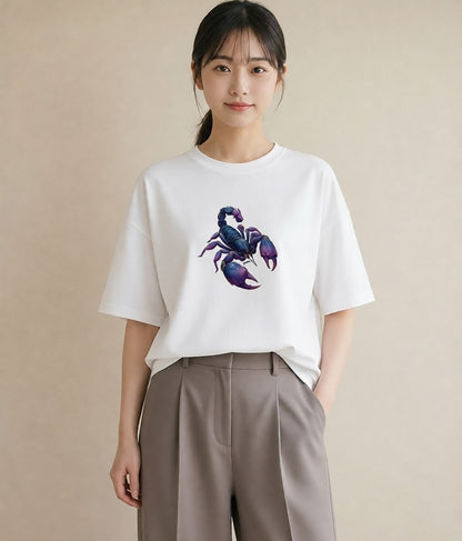 グラフィックTシャツ レディース 蠍座 星空 宇宙 イラスト 旅行コーデ 誕生日プレゼント 綿100 白T YMAZO