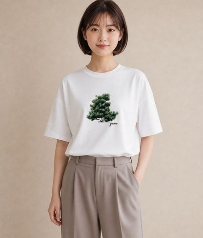 プリントTシャツ レディース 森 植物 ボタニカル イラスト ナチュラル 自分用 ルームウェア 白T YMAZO