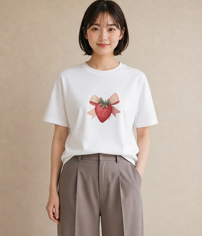 プリントTシャツ レディース ショートケーキ 食べ物 フード イラスト 可愛い 春コーデ 姉妹 白T YMAZO