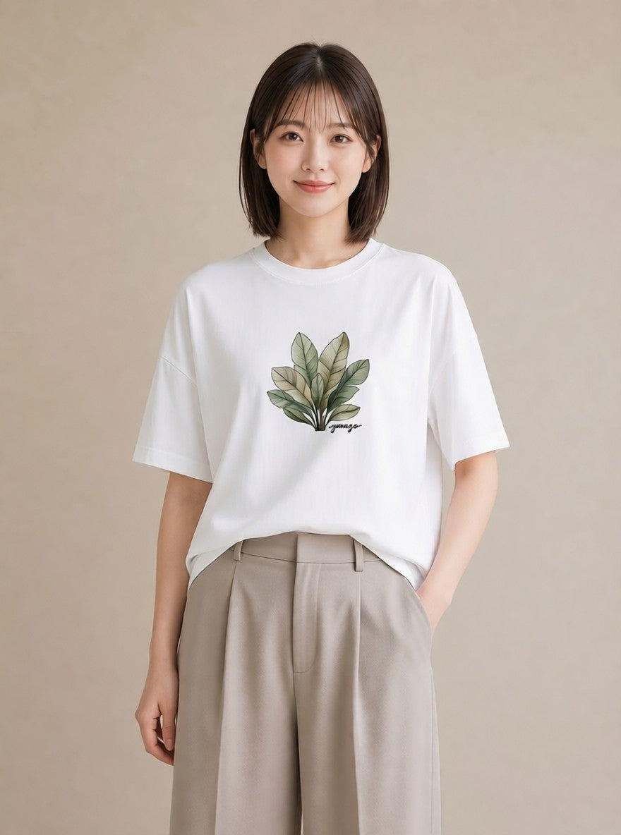 デザインTシャツ レディース 観葉植物 植物 ボタニカル イラスト 普段使い 秋コーデ おしゃれギフト 白T YMAZO