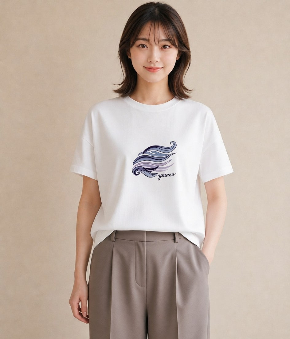半袖Tシャツ レディース オーロラ 星空 宇宙 イラスト ニュアンス 部屋着 女性向けギフト 白T YMAZO