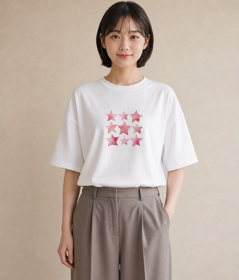 デザインTシャツ レディース 魚座 星空 宇宙 イラスト こなれ感 お揃い 親子 白T YMAZO