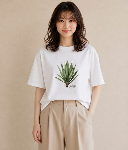 Tシャツ レディース サボテン 植物 ボタニカル イラスト お洒落 通学 誕生日プレゼント 白T YMAZO