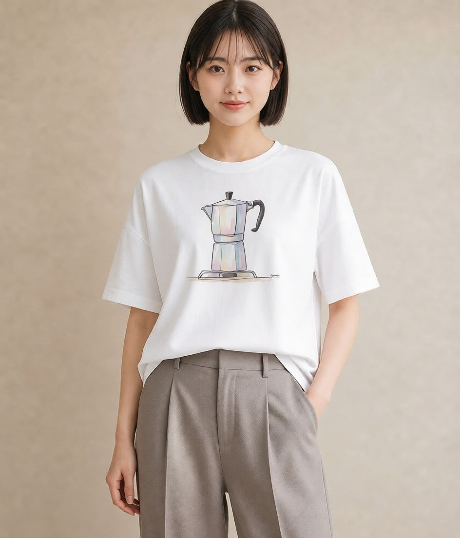 Tシャツ レディース コーヒー カフェ 珈琲 イラスト 20代 カジュアルコーデ 白T YMAZO