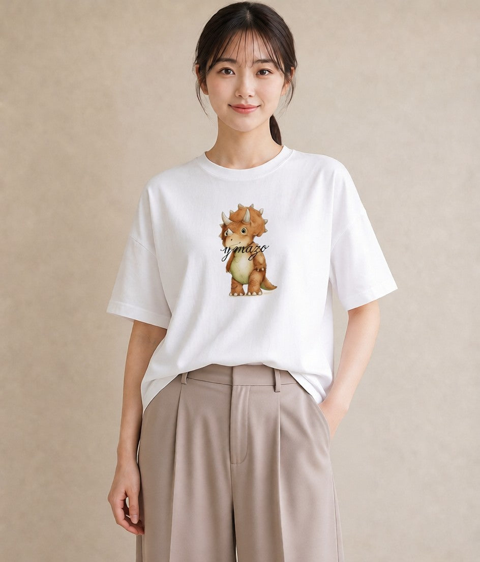 デザインTシャツ レディース サイ 動物 アニマル イラスト フェミニン 20代 カジュアルコーデ 白T YMAZO