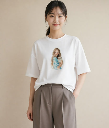 半袖Tシャツ レディース ラグドール 猫 ねこ イラスト カジュアル 女子会 お揃い 白T YMAZO