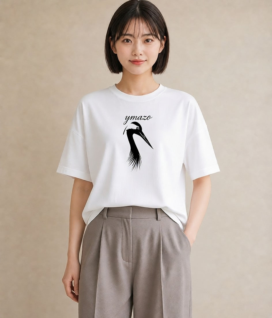グラフィックTシャツ レディース 折り鶴 折り紙 ナチュラル アンティーク イラスト 北欧風 在宅 公園 白T YMAZO