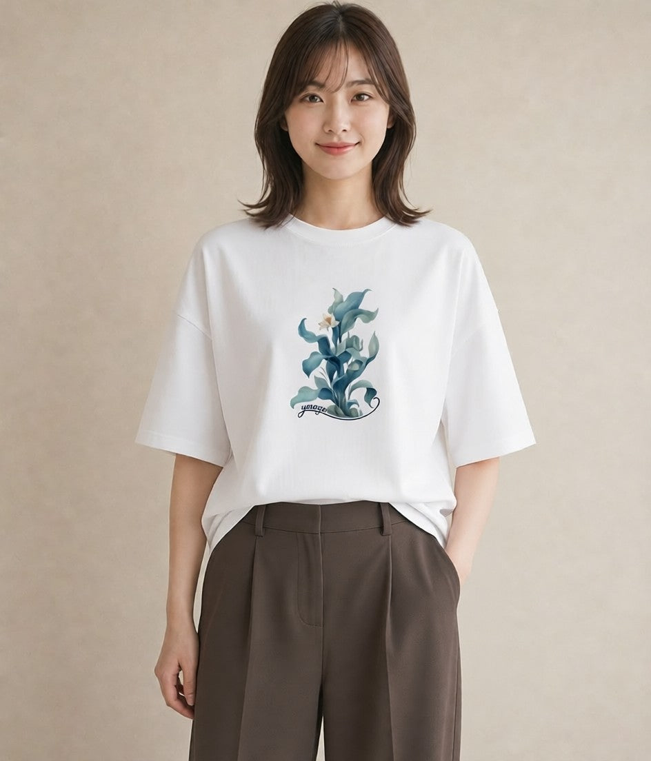 プリントTシャツ レディース すずらん 花 花柄 イラスト ミニマル お揃い 親子 白T YMAZO