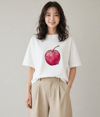 グラフィックTシャツ レディース さくらんぼ チェリー 食べ物 フード イラスト アート風 母娘コーデ 自分用 白T YMAZO
