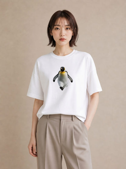 半袖Tシャツ レディース コウテイペンギン 動物 アニマル イラスト こなれ感 旅行 母娘コーデ 白T YMAZO