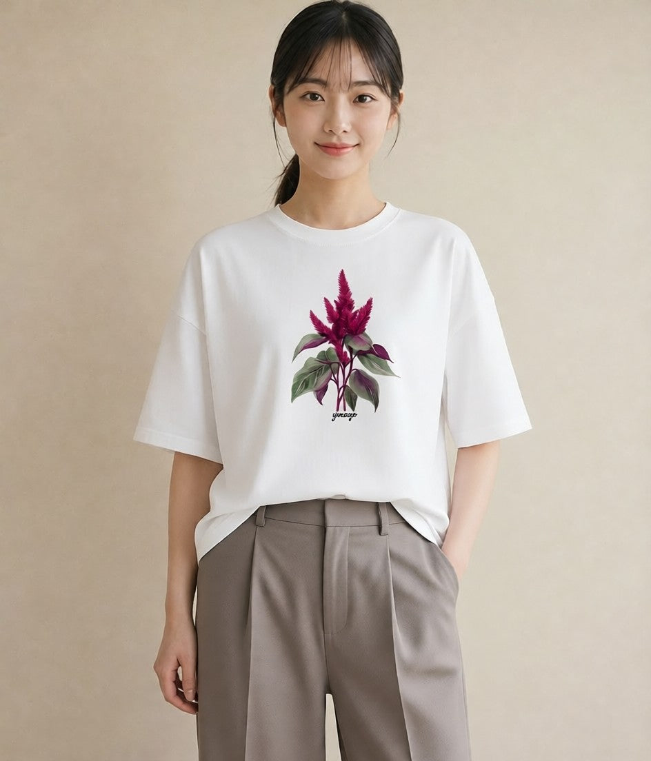 デザインTシャツ レディース ポスト 野の花 レトロ ナチュラル アンティーク イラスト カジュアル 送別ギフト 通勤 白T YMAZO