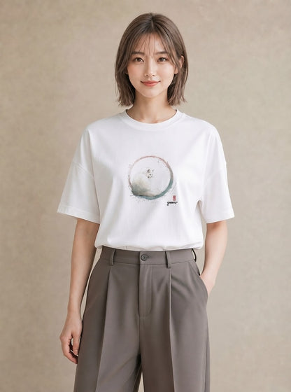 グラフィックTシャツ レディース ペルシャ 猫 ねこ イラスト 淡色 在宅 公園 白T YMAZO