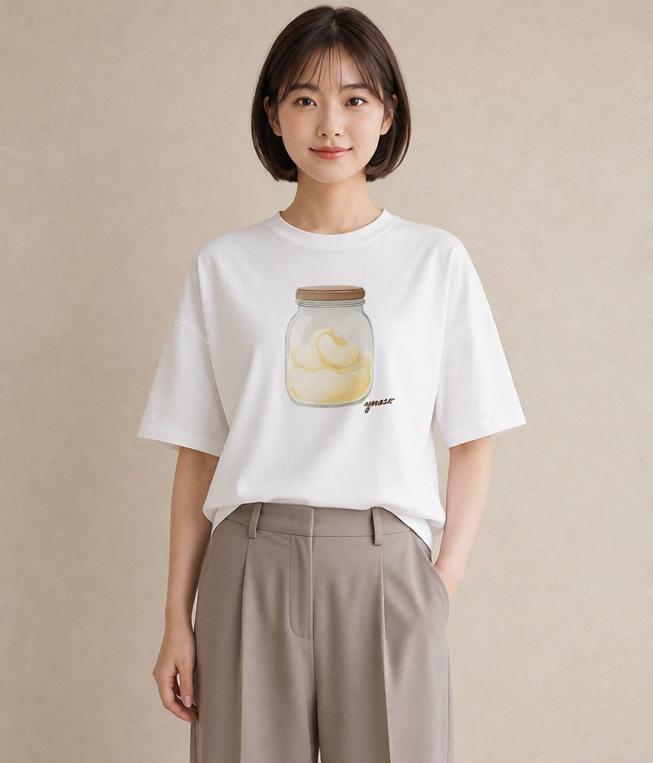 半袖Tシャツ レディース クリームソーダ 食べ物 フード イラスト こなれ感 通学 誕生日プレゼント 白T YMAZO