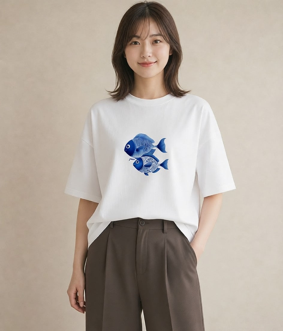 Tシャツ レディース たい焼き 食べ物 フード イラスト ヴィンテージ風 秋コーデ おしゃれギフト 白T YMAZO