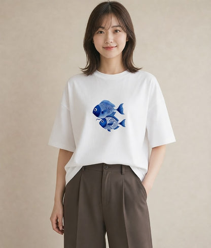 Tシャツ レディース たい焼き 食べ物 フード イラスト ヴィンテージ風 秋コーデ おしゃれギフト 白T YMAZO