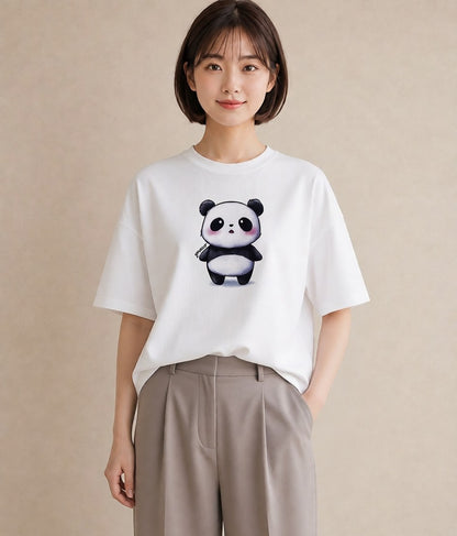 Tシャツ レディース レッサーパンダ 動物 アニマル イラスト 淡色 在宅 公園 白T YMAZO
