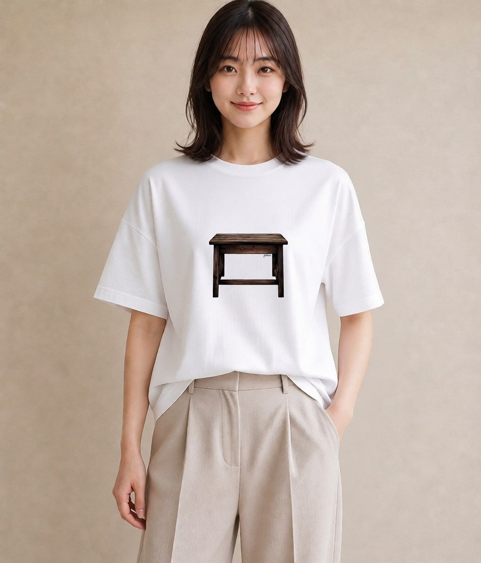 プリントTシャツ レディース 雨上がりのベンチ ベンチ ナチュラル アンティーク イラスト ゆるかわ 春コーデ 姉妹 白T YMAZO