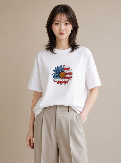 グラフィックTシャツ レディース デイジー 花 花柄 イラスト ポップ デート 帰省 白T