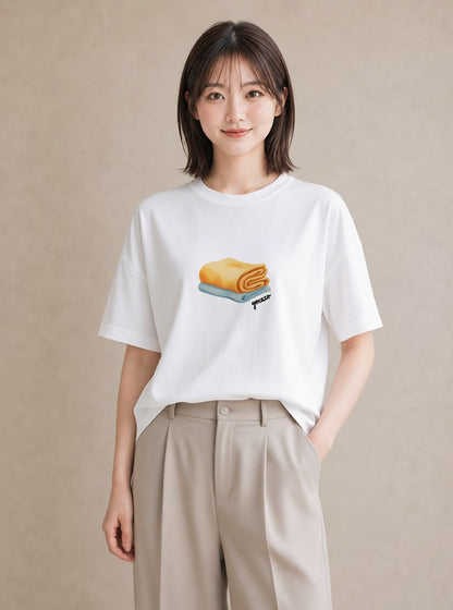 Tシャツ レディース クロワッサン 食べ物 フード イラスト 個性的 ミセス 春コーデ 白T YMAZO
