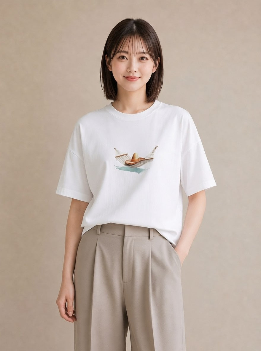 プリントTシャツ レディース 洗濯物 風 ナチュラル アンティーク イラスト ユニーク 母娘コーデ 自分用 白T YMAZO
