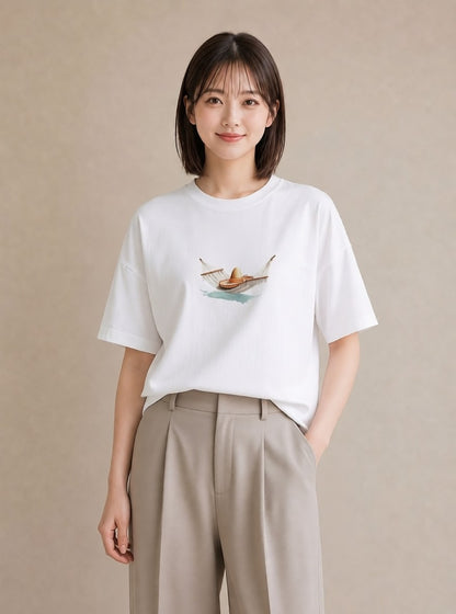 プリントTシャツ レディース 洗濯物 風 ナチュラル アンティーク イラスト ユニーク 母娘コーデ 自分用 白T YMAZO