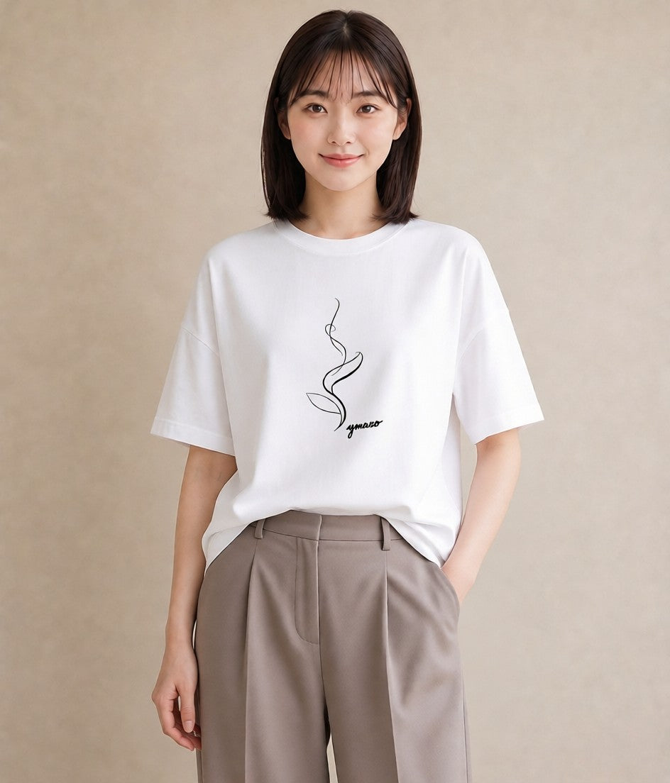 グラフィックTシャツ レディース コーヒー カフェ 珈琲 イラスト ナチュラル 親子 20代 白T YMAZO