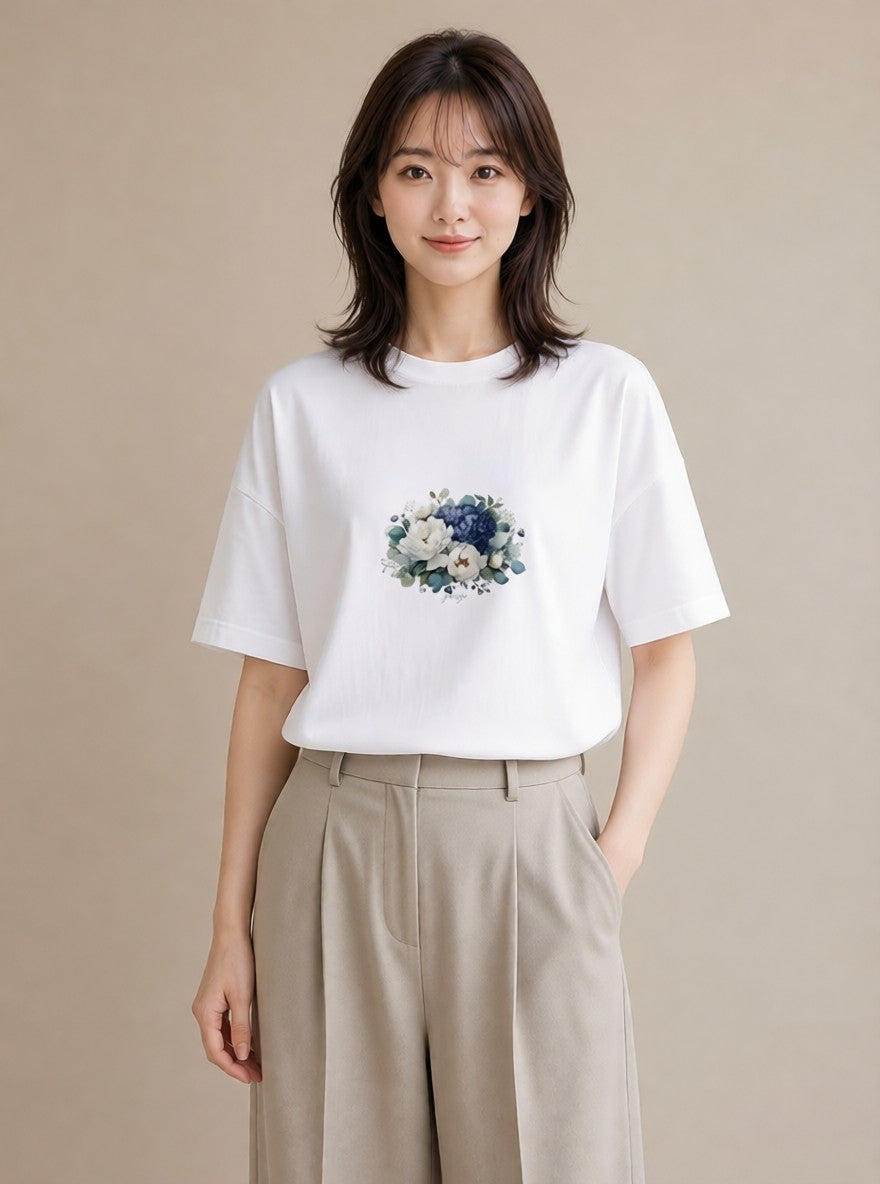 Tシャツ レディース ポスト 野の花 レトロ ナチュラル アンティーク イラスト 旅行コーデ おしゃれギフト 社会人 白T YMAZO
