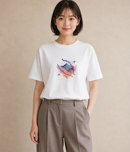 Tシャツ レディース 双子座 星空 宇宙 イラスト ナチュラル 母の日 ビーチ 白T YMAZO