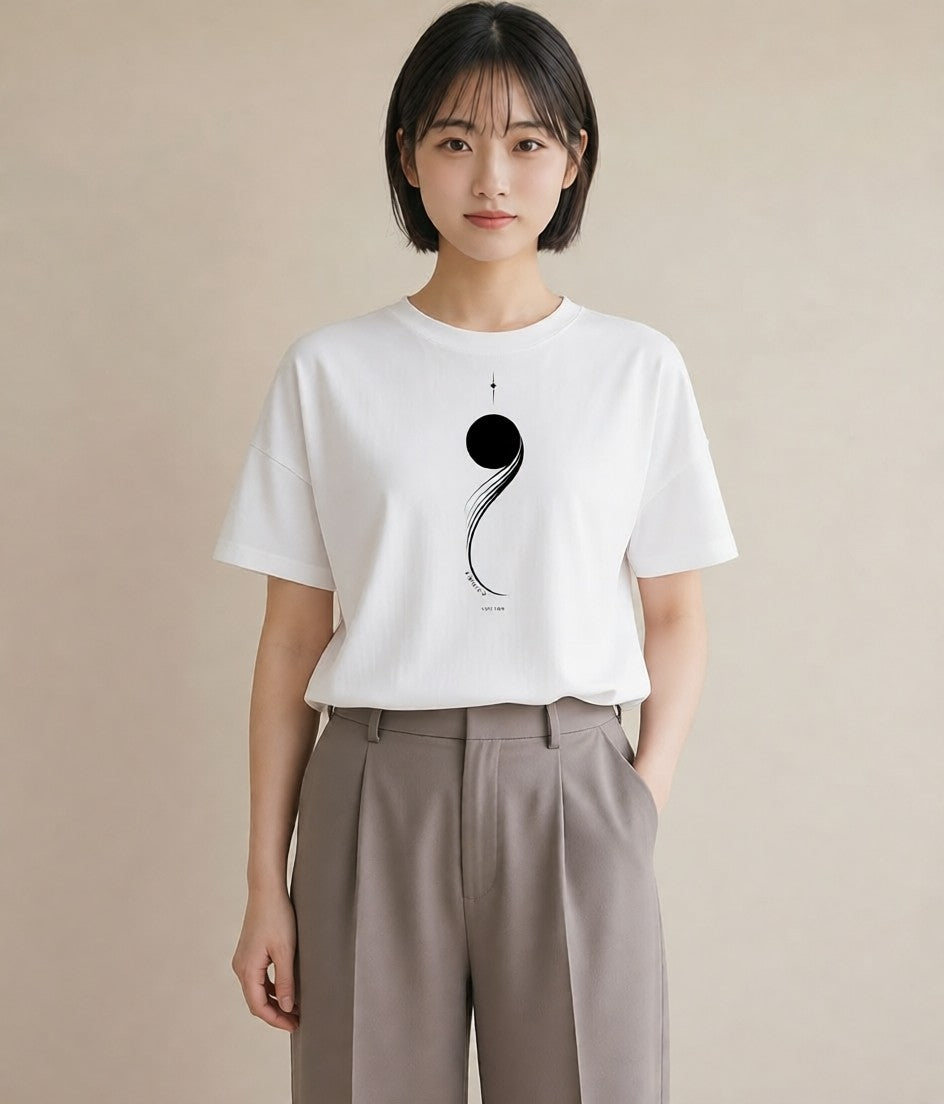 デザインTシャツ レディース 幾何学 ミニマル ジオメトリック イラスト ユニーク 夏コーデ 通学 白T YMAZO