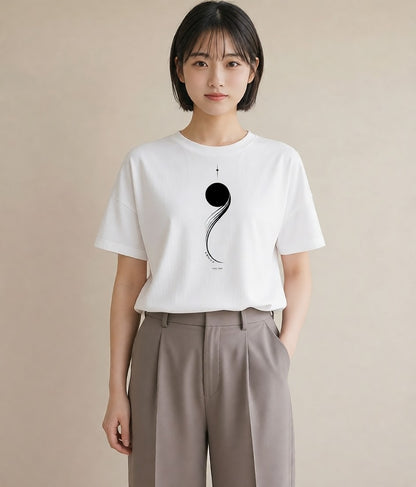 デザインTシャツ レディース 幾何学 ミニマル ジオメトリック イラスト ユニーク 夏コーデ 通学 白T YMAZO