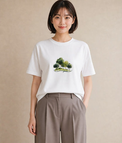 半袖Tシャツ レディース 木 植物 ボタニカル イラスト ゆるかわ 週末コーデ 敬老の日 白T YMAZO
