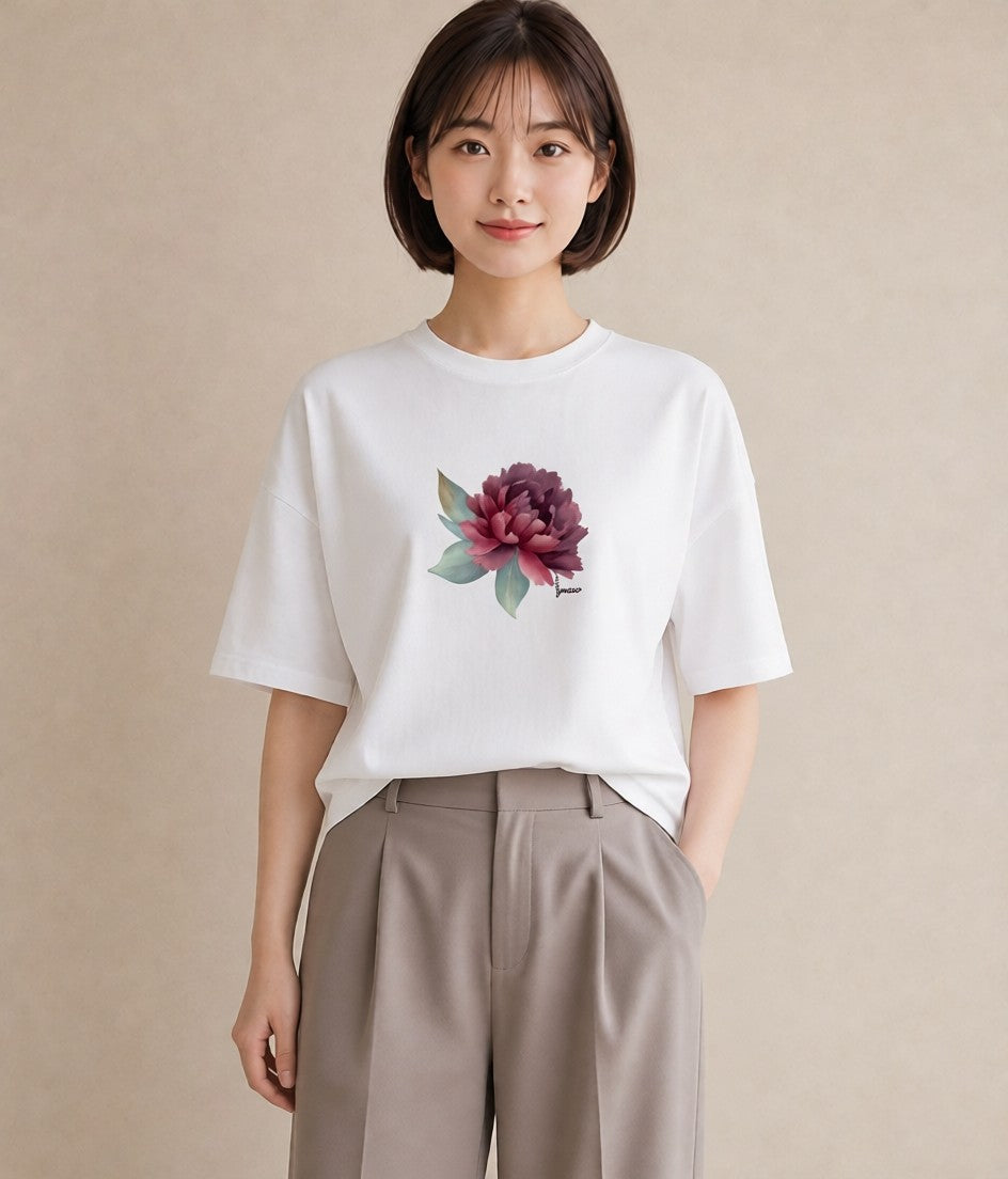 Tシャツ レディース カーネーション 花 花柄 イラスト フェミニン 母の日 ビーチ 白T