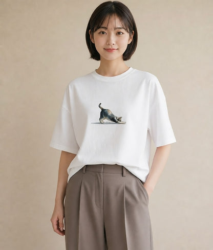 デザインTシャツ レディース 猫の手 猫 ねこ イラスト ポップ 女性 旅行用 白T YMAZO