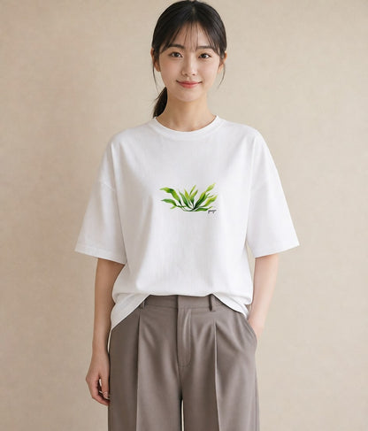 デザインTシャツ レディース ボタニカル 植物 イラスト 普段使い 春コーデ 姉妹 白T YMAZO