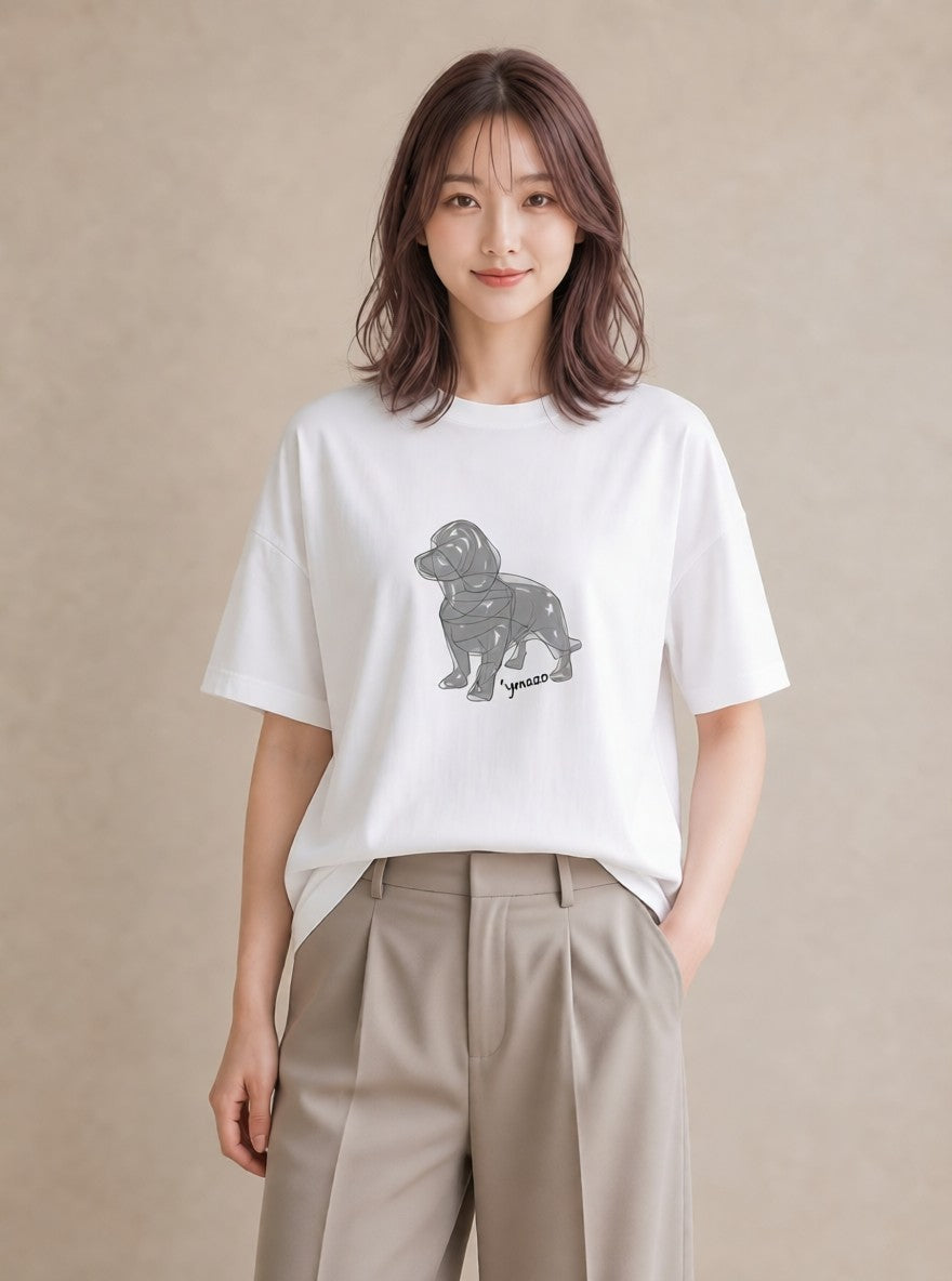 デザインTシャツ レディース 犬 いぬ わんこ イラスト ゆるコーデ おしゃれギフト 社会人 白T YMAZO