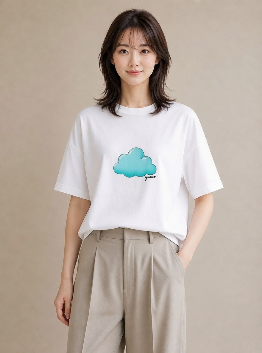 グラフィックTシャツ レディース 虹 星空 宇宙 イラスト 水彩風 20代 カジュアルコーデ 白T YMAZO