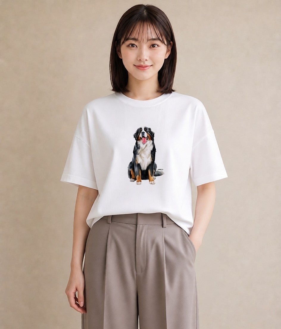 Tシャツ レディース 老犬 犬 いぬ イラスト 普段使い 在宅 公園 白T YMAZO