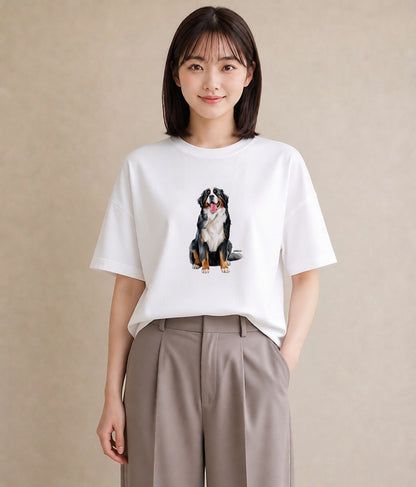 Tシャツ レディース 老犬 犬 いぬ イラスト 普段使い 在宅 公園 白T YMAZO