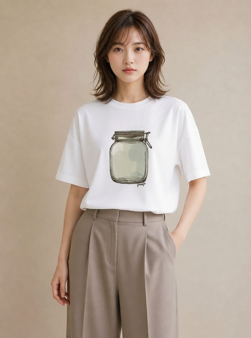 グラフィックTシャツ レディース ミルク 食べ物 フード イラスト 個性的 女性 旅行用 白T YMAZO