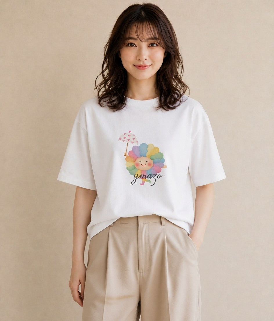 半袖Tシャツ レディース 虹 星空 宇宙 イラスト 淡色 旅行 母娘コーデ 白T YMAZO