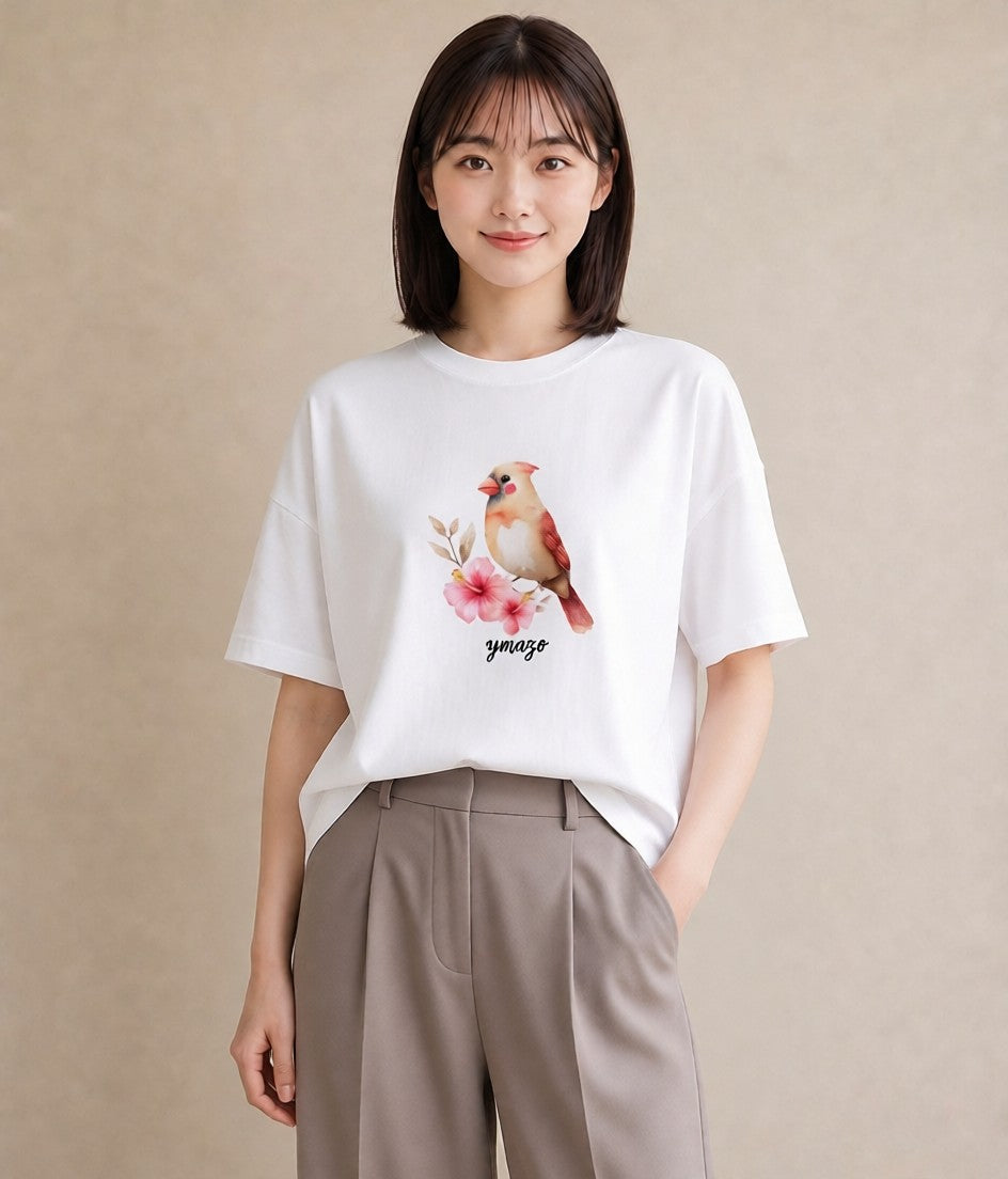 Tシャツ レディース オカメインコ ペット 動物 イラスト 韓国風 ギフト 母の日 白T YMAZO